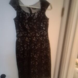 Adrianna Papell Black Lace Midi Dress